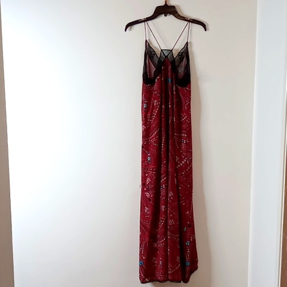 Zadig & Voltaire Risty Psyche Mixed Print Midi Dress In Wine Size Small - Picture 5 of 14